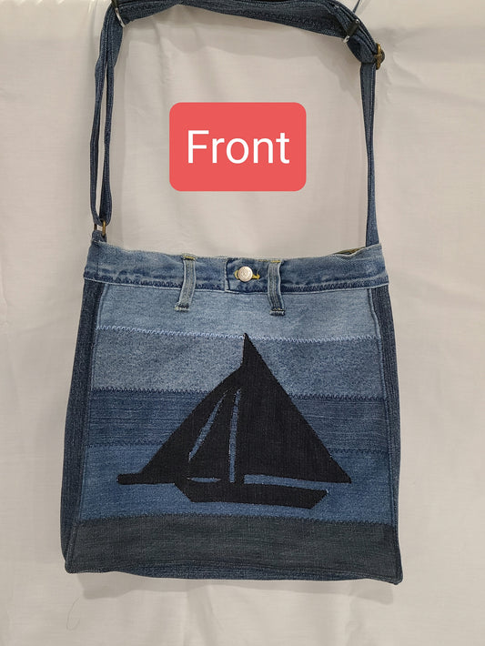 Sailboat Denim Totebag